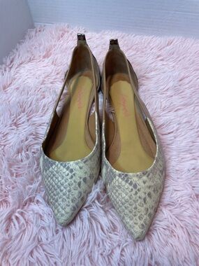 Halogen Metallic Champagne Snakeskin Pointed-Toe Flats